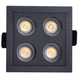 SPOT DE EMBUTIR LED POWERUS 4 FOCOS IRC 90 3000K 8W BIVOLT 7,5X7,5X5CM  PRETO | NORDECOR 6380