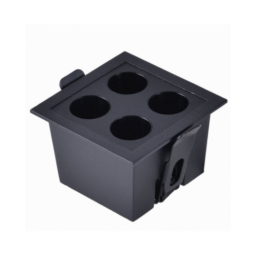 SPOT DE EMBUTIR LED POWERUS 4 FOCOS IRC 90 3000K 8W BIVOLT 7,5X7,5X5CM  PRETO | NORDECOR 6380