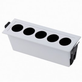 SPOT DE EMBUTIR LED POWERUS 5 FOCOS IRC 90 3000K 10W BIVOLT 5X14,5CM ALUMÍNIO BRANCO | NORDECOR 6375 SPOT DE EMBUTIR LED POWERUS 5 FOCOS IRC 90 3000K 10W BIVOLT 5X14,5CM ALUMÍNIO BRANCO | NORDECOR 6375