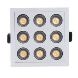 SPOT DE EMBUTIR LED POWERUS 9 FOCOS IRC 90 3000K 18W BIVOLT 10,5X10,5X5CM BRANCO | NORDECOR 6381 SPOT DE EMBUTIR LED POWERUS 9 FOCOS IRC 90 3000K 18W BIVOLT 10,5X10,5X5CM BRANCO | NORDECOR 6381