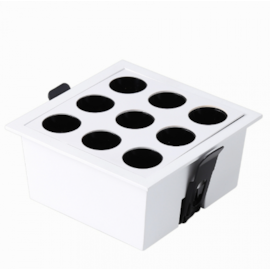 SPOT DE EMBUTIR LED POWERUS 9 FOCOS IRC 90 3000K 18W BIVOLT 10,5X10,5X5CM BRANCO | NORDECOR 6381 SPOT DE EMBUTIR LED POWERUS 9 FOCOS IRC 90 3000K 18W BIVOLT 10,5X10,5X5CM BRANCO | NORDECOR 6381