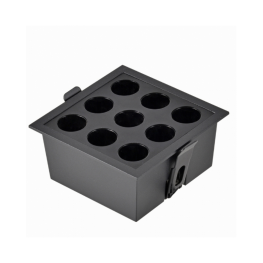 SPOT DE EMBUTIR LED POWERUS 9 FOCOS IRC 90 3000K 18W BIVOLT 10,5X10,5X5CM PRETO | NORDECOR 6382 SPOT DE EMBUTIR LED POWERUS 9 FOCOS IRC 90 3000K 18W BIVOLT 10,5X10,5X5CM PRETO | NORDECOR 6382