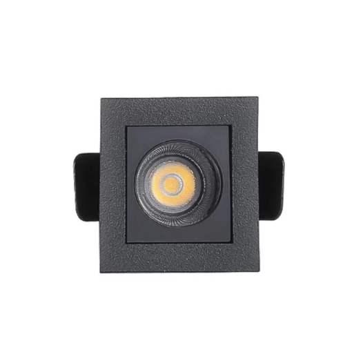 SPOT DE EMBUTIR LED POWERUS QUADRADO IRC 90 3000K 2W BIVOLT 4,5X4,5X5CM PRETO | NORDECOR 6428