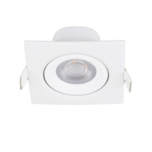 SPOT DE EMBUTIR LED QUADRADO FOCO DIRECIONÁVEL 6000K 3W BIVOLT 7,5X7,5X4CM ABS BRANCO | GAYA 9979