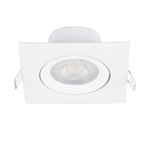 SPOT DE EMBUTIR LED QUADRADO FOCO DIRECIONÁVEL 6000K 5W BIVOLT 9X9X3,5CM ABS BRANCO | GAYA 9982