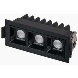 SPOT DE EMBUTIR LED VIGO RETANGULAR 3 FOCOS 2700K 6W BIVOLT 10,5X4,5X5CM ALUMÍNIO E POLICARBONATO PRETO | PIX ILUMINAÇÃO