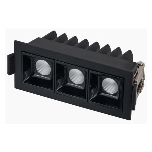 SPOT DE EMBUTIR LED VIGO RETANGULAR 3 FOCOS 2700K 6W BIVOLT 10,5X4,5X5CM ALUMÍNIO E POLICARBONATO PRETO | PIX ILUMINAÇÃO