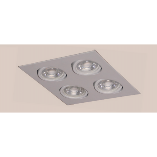 SPOT DE EMBUTIR QUADRADO 13,5X13,5X4CM 4X MR11 GZ10 ALUMÍNIO | BELLUCE G8005