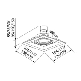 SPOT DE EMBUTIR RECUADO CHANFRADO QUADRADO AR111 17,9X17,9X8,5CM ALUMÍNIO | NEWLINE IN51351