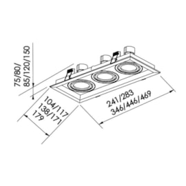 SPOT DE EMBUTIR RECUADO CHANFRADO RETANGULAR TRIPLO AR111 46,9X17,9X8,5CM ALUMÍNIO | NEWLINE IN51353