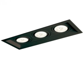 SPOT DE EMBUTIR RECUADO CHANFRADO RETANGULAR TRIPLO DICROICA PAR16 MR16 28,3X11,7X7,5CM ALUMÍNIO | NEWLINE IN50323