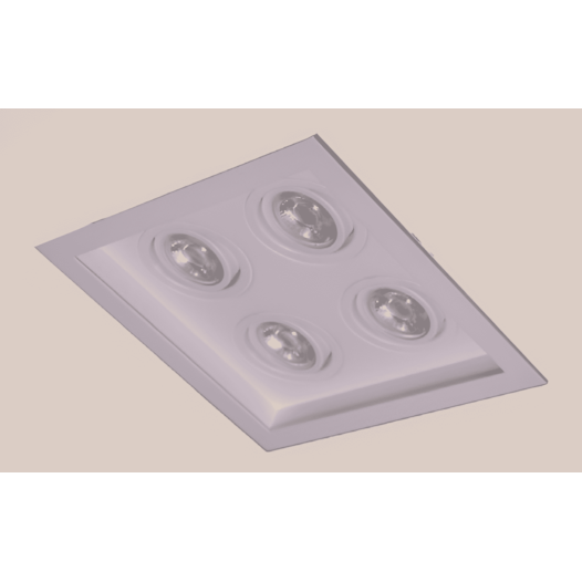 SPOT DE EMBUTIR RECUADO CLICK 23,5X23,5X8,5CM 4X PAR16 MR16 DICRÓICA GZ10 | BELLUCE G1216/4