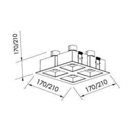 SPOT DE EMBUTIR RECUADO FLAT QUADRADO QUÁDRUPLO DICROICA PAR16 17X17X8,5CM ALUMÍNIO | NEWLINE IN65042