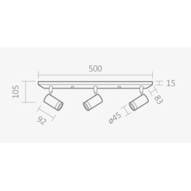 SPOT DE SOBREPOR FOCO TRIPLO 10,5X50X8,3CM ALUMÍNIO | SPOTLINE 855/3 SPOT DE SOBREPOR FOCO TRIPLO 10,5X50X8,3CM ALUMÍNIO | SPOTLINE 855/3