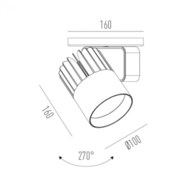 SPOT DE SOBREPOR LED SIRIUS DIMERIZÁVEL DE CANOPLA IRC>80 10W 3000K | INTERLIGHT 2712D-2-AB-W