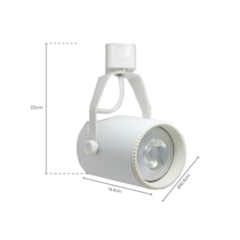 SPOT DE TRILHO USUAL Ø10,5X22CM ALUMÍNIO E ABS BRANCO | SKYLIGHT SKY-013BR