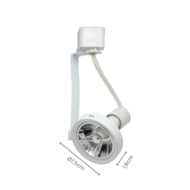 SPOT DE TRILHO USUAL Ø7,5CM ALUMÍNIO E ABS BRANCO | SKYLIGHT SKY-014BR