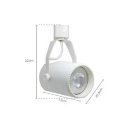 SPOT DE TRILHO USUAL Ø7,8X22CM ALUMÍNIO E ABS BRANCO | SKYLIGHT SKY-012BR