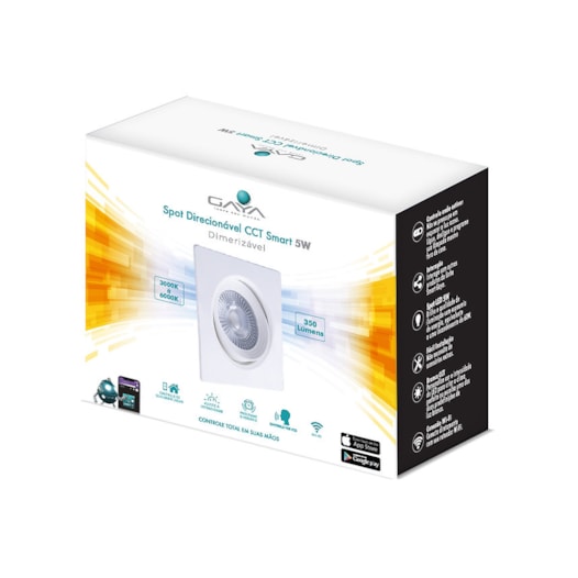 SPOT DIRECIONÁVEL QUADRADO LED SMART BIVOLT 5W DIMERIZÁVEL 3000K/6000K IP20 95X95X45MM BRANCO | GAYA 9815 SPOT DIRECIONÁVEL QUADRADO LED SMART BIVOLT 5W DIMERIZÁVEL 3000K/6000K IP20 95X95X45MM BRANCO | GAYA 9815