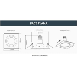 SPOT/LUMINÁRIA DE EMBUTIR QUADRADO FACE PLANA PAR20 13X13CM PRETO | SAVEENERGY SE-330.1043 SPOT/LUMINÁRIA DE EMBUTIR QUADRADO FACE PLANA PAR20 13X13CM PRETO | SAVEENERGY SE-330.1043