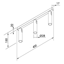 SPOT SNELLO 3 LED 15W 127/220V 2700K 400X28X150MM | NEWLINE SP03005LED27