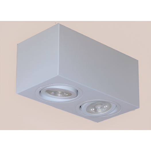 SPOT SOBREPOR RETANGULAR 13,3X25X8,5CM 2X AR70 GZ10 ALUMÍNIO | BELLUCE G1170/2