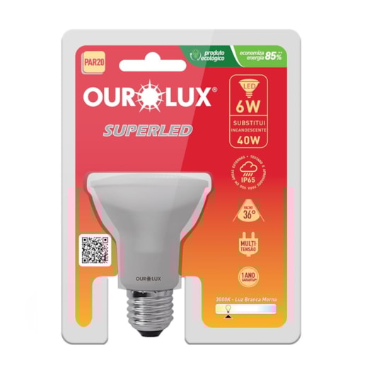 SUPERLED PAR20 6W BIV 3000K IP65 36º S | OUROLUX 20098 SUPERLED PAR20 6W BIV 3000K IP65 36º S | OUROLUX 20098
